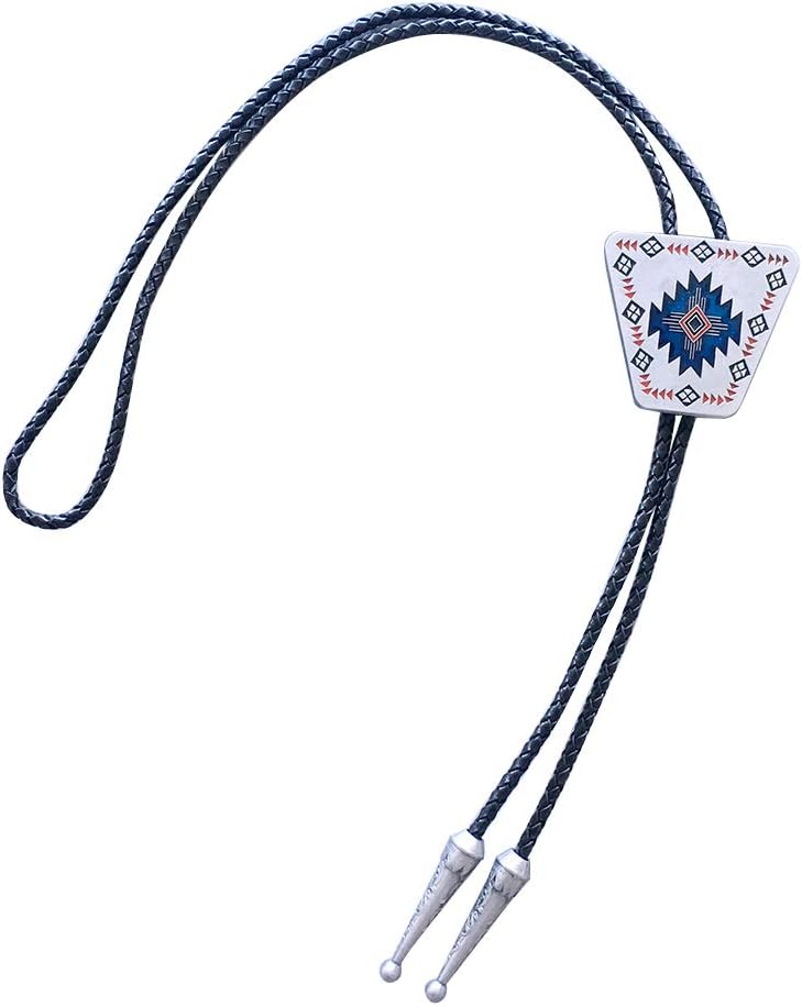 Bolo Tie for Men,Cowboy Necklace,Antique Silver Enamel Western Bolo Tie Also Stock in The US