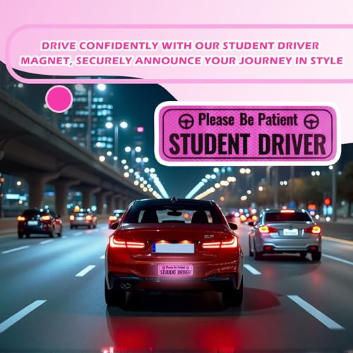 Image of 2PCS Student Driver Magnet for Car,Bright and High Reflective Student Driver Sticker Magnet for Car,Universal New Driver Sticker Reminds Others to Please Be Patient 9.49 inchx3 inch