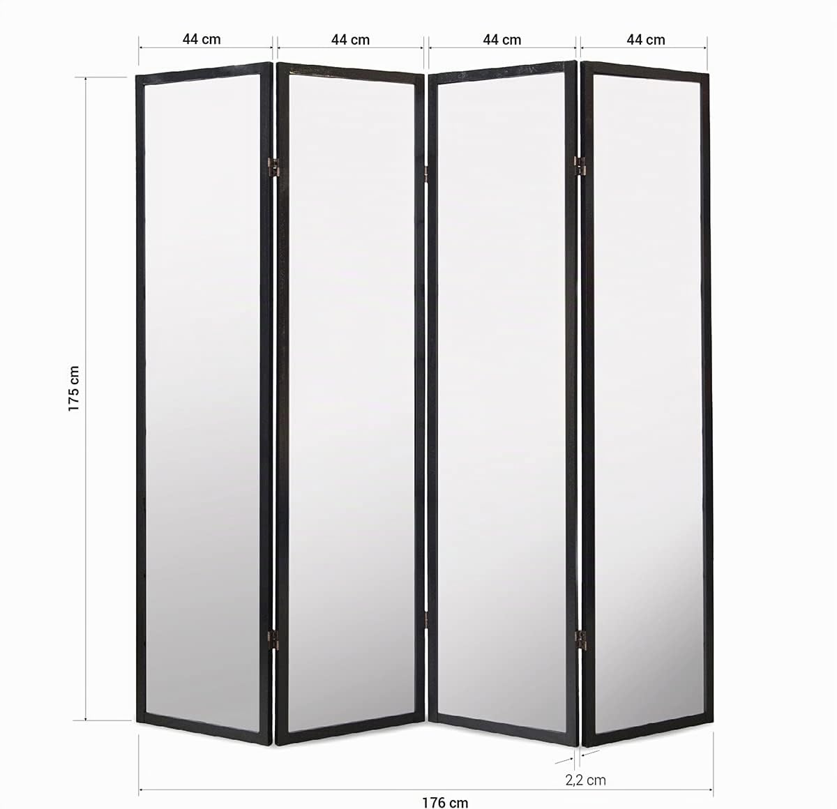 Paravent Japonais Fleur de Cerisier en Bois Noir de 4 pans, L176 x H175 x P2 cm -PEGANE-