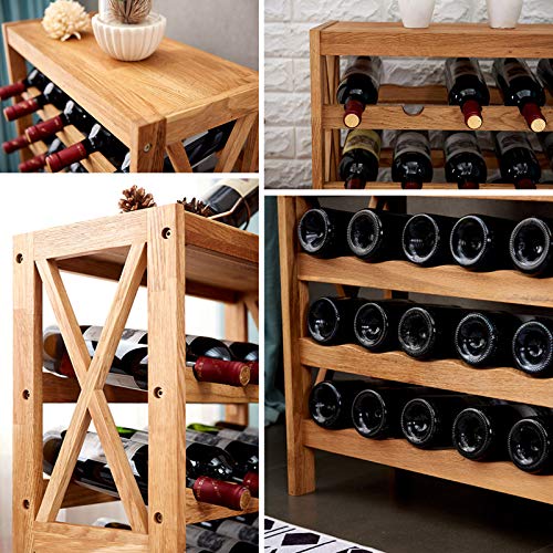 Soporte para botellas de vino de roble de pie miniatura 5