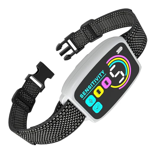 Meloive Collier Anti Aboiement Chien, Conformes à La Nouvelle Loi 2025-Détection Intelligente des Aboiements, 4 Modes Son/Vibration/Forte Vibration, Rechargeable pour Petit et Gros Chien, Blanc