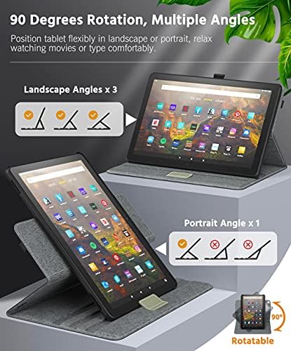 MoKo Case Fits All-New Kindle Fire HD 10 & 10 Plus tablet (11th generation, 2021 release) 10.1", 90 Degree Rotating Swivel Leather Cover Case with Auto Wake/Sleep for 10.1 inch Tablet, Rose Gold