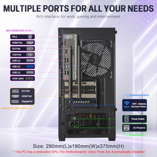 Image of Prebuilt Gaming PC Desktop, Ryzen 5 6Cores Desktop Computer up to 4.1 GHz | RX 590 8G Graphics Card, 16GB DDR4 RAM, 512GB SSD, WiFi, RGB Fan, Win11, Tower Computer for Game, Office and Study