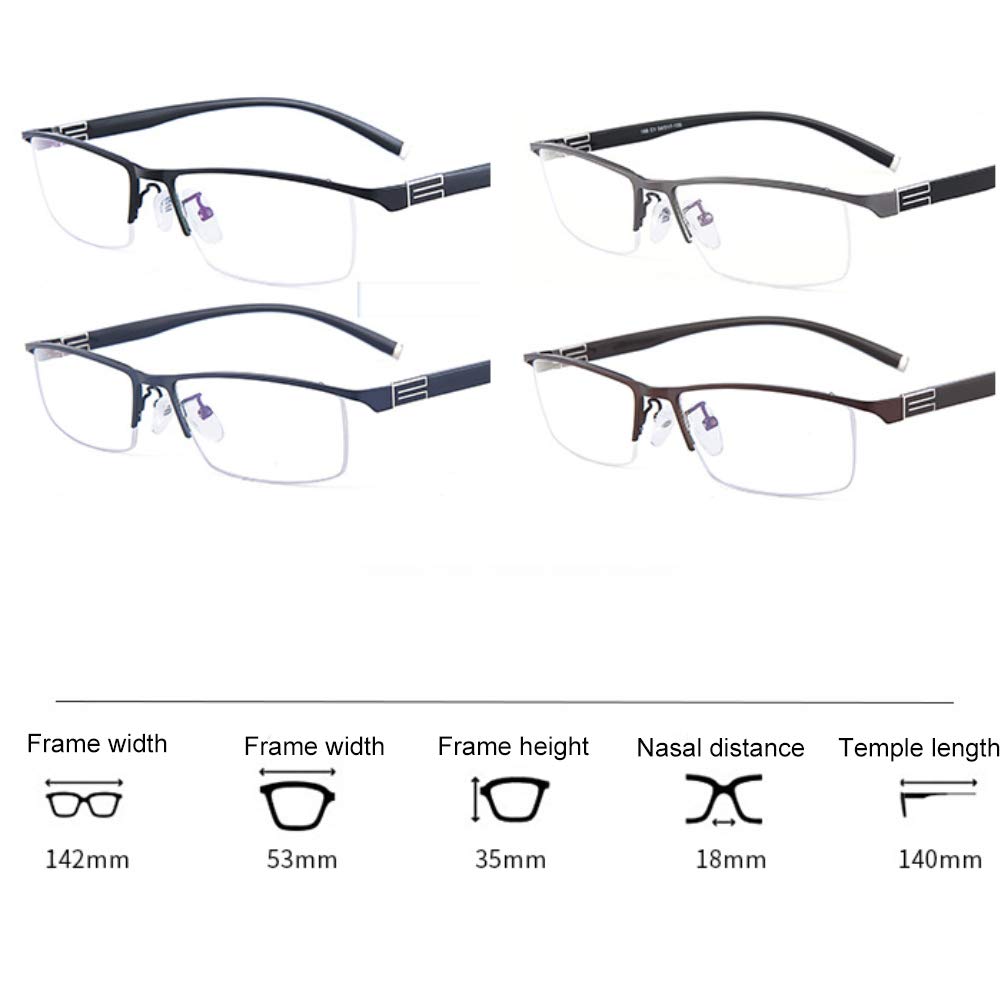 Progresivas de Enfoque Múltiple Gafas de Lectura con Armazón Ligero Rectangular De Alta Definición Lentes de Aumento Unisex para Hombres
