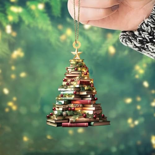 3PCS Book Christmas Tree Ornaments, Christmas Ornaments For Book Lovers, Stacked Books Pendant Hanging Gift Decorations for Christmas Tree (book ornaments 1) - Image 3