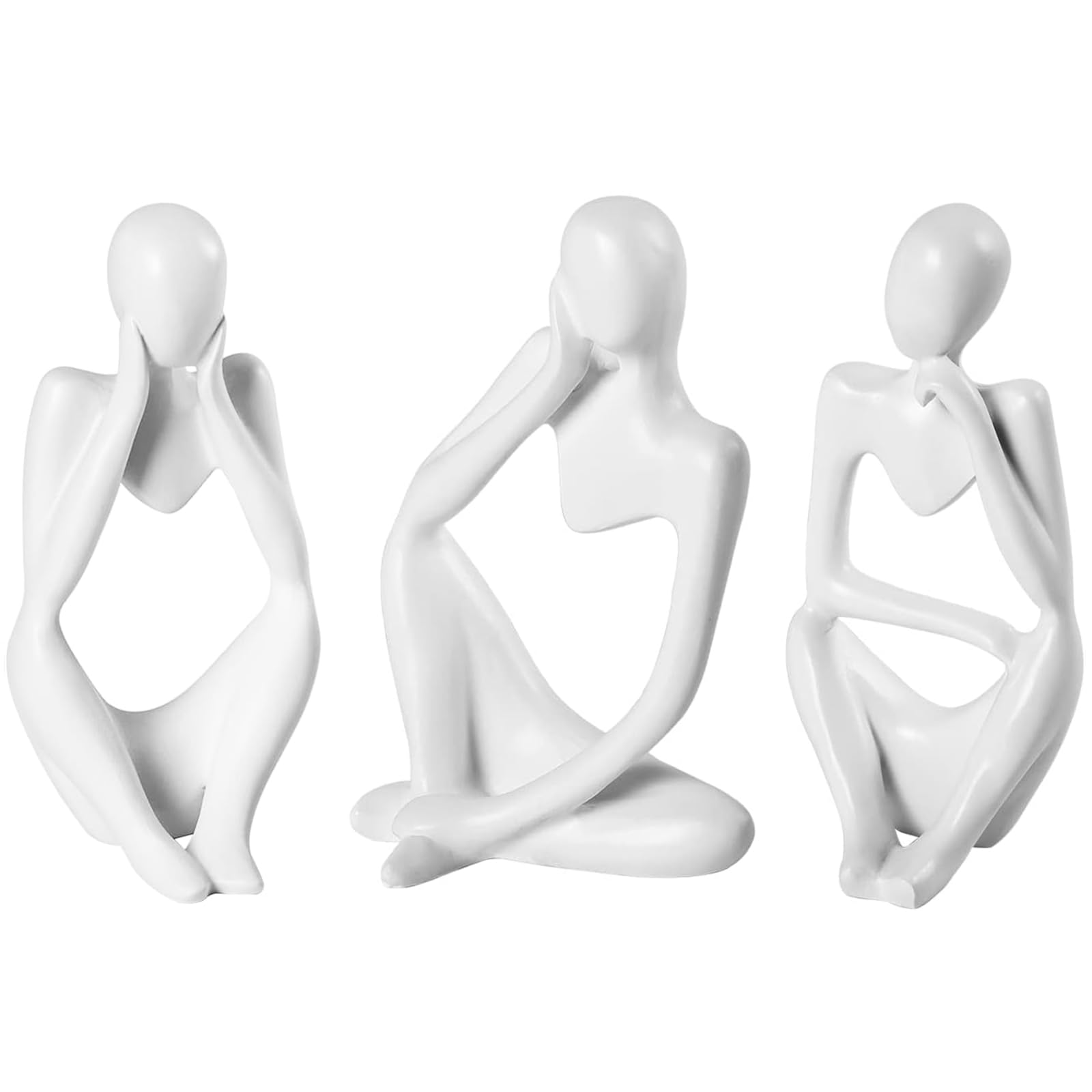 Irayin Estatua de Pensador Abstracta, Figuras Decorativas Modernas Salon, Decoración de Figura Dorada, estatuas Decorativas para Salón, Escritorio, Oficina - Blanco