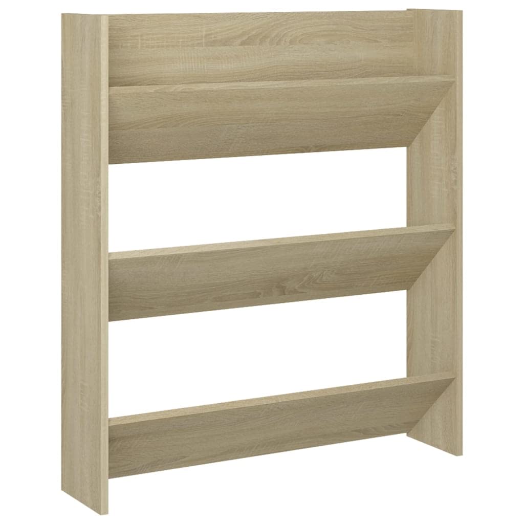 vidaXL Wall Shoe Cabinet Modern Household Supplies Wardrobe Storage Wall-Mounted Shoe Organiser Rack Shelf Cabinet Unit Sonoma Oak Engineered Wood