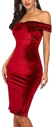Off shoulder ruched velvet party dress Clearance