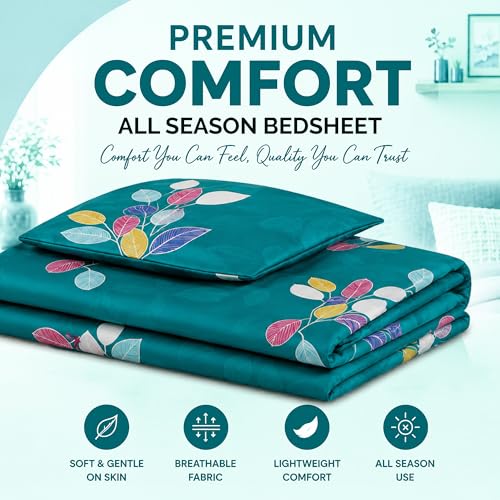 Image of DECORUM Glace Cotton Single Bedsheet with 1 Pillow Cover | Soft, Durable, Lightweight & Skin-Friendly Fabric| Suitable for Single /Diwan Bed Size