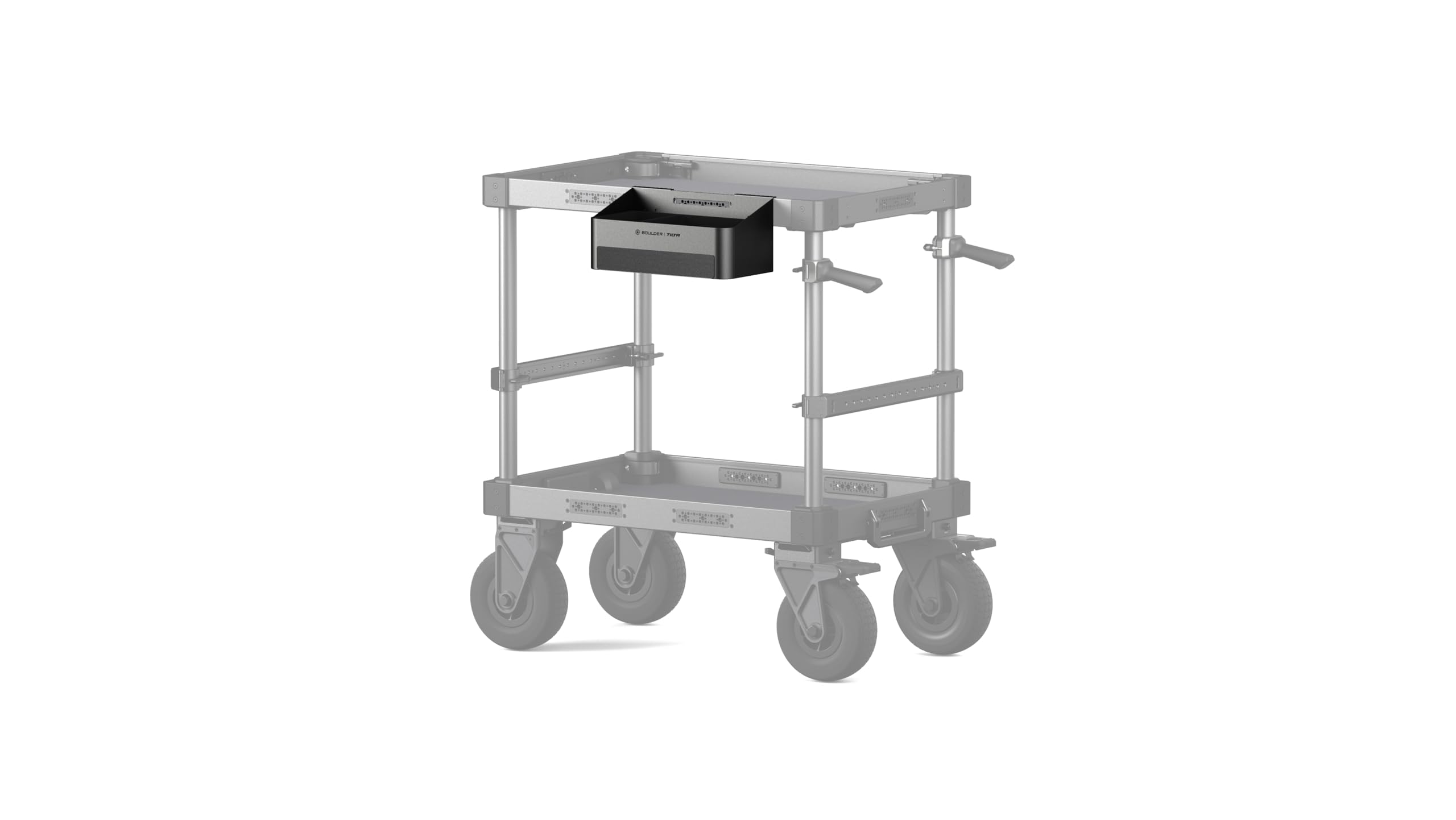 Tilta Organizer Bin for Boulder Camera Cart | Dual-Compartment Side-Mount Storage | Compatible with Tools &amp; Small Gear | Durable Metal Construction - Black