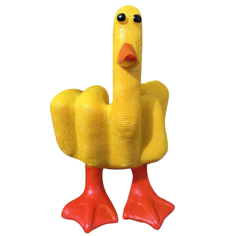 HIAME Funny Middle Finger Duck Statue - 'Duck You' Sculpture, Playful Resin Decorative Item for Home or Office - Novelty Gift (A)