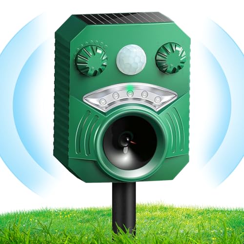 Katzenschreck,Marderschreck,Maulwurf Vertreiber,Solar Katzenschreck für Garten Tiervertreiber mit Blitz,IP44 Wasserdicht Marderabwehr Wirksam gegen Katzen,Hunde,Vögel,Füchse,Ratten,Marder,Mäuse