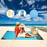 GIVERARE Sandfree Beach Blanket, Large Waterproof Picnic Blanket, Quick Drying Indoor&Outdoor Family Mat with 4 Stakes&4 Corner Pockets for Travel, Camping, Hiking, Music Festival