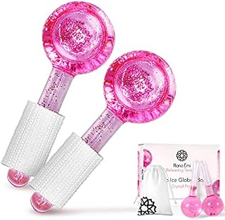 HanaEmi Cryo Ice Globes For Facials And Skin - Ice Roller For Face and Eyes - Facial Ice Globes - Glass Ice Ball Face Massager And For Muscle Pain - Personal And Professional Use