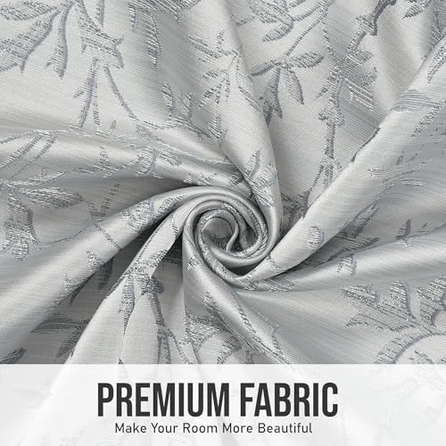 Image of FRESH FROM LOOM Heavy Jari Jacquard Premium Luxury Floral Curtain 5 Feet Window for Living Room | Light Blocking 80% Semi Blackout | Eyelet Rings | Fade Resistant Parda (5feet, Grey, 1pc only)