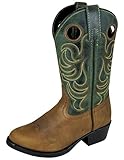 Smoky Mountain Toddlers Brown/Green Hopalong Western Cowboy Boot, Brown Distress/Green Crackle, 8