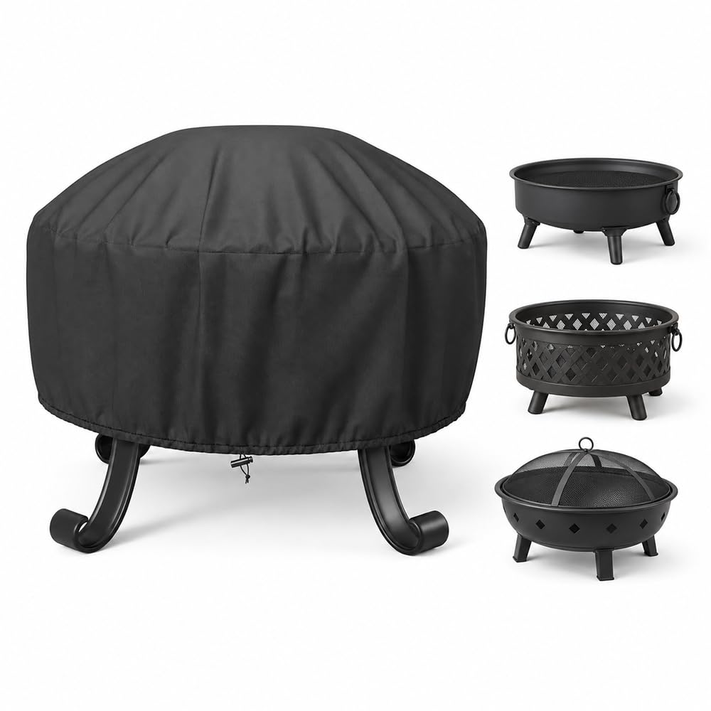 Round Fire Pit Cover for Landmann Fire Bowl 60cm 2015–2026, Waterproof Fire Bowl Cover Dustproof Weather-Resistant Patio Protector