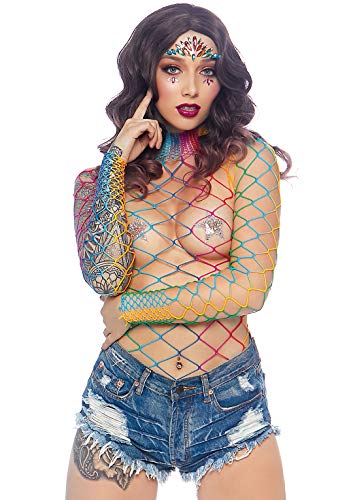 Body arrastão com gola colorido – Leg Avenue