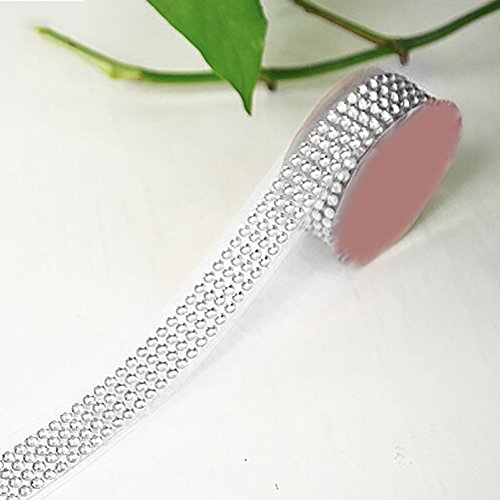 Price comparison product image Gemini_mall® Decorative Crystal Self Adhesive Diamante Stick On Rhinestone Sticker Tape for Scrapbooking Craft DIY (White)