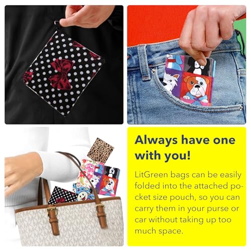 LitGreen-5-Packs-Lightweight-Durable-Tiny-Foldable-Shopping-Bags-Reusable-Storage-Bags-XLarge-210D-Oxford-Cloth-bag-Fashion-Recycling-Bags-with-Pouch