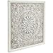 Deco 79 Metal Floral Home Wall Decor Embossed Mandala Scroll Wall Sculpture with Gray Backing and White Wood Frame, Wall Art 34