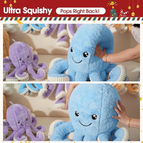 Image of DENTRUN Octopus Plush Toy, Cute Stuffed Animal in 5 Colors 4 Sizes for Gift | 7 /16 /24 /32 inch sizes, 5 vibrant colors, soft plush sea animal, giant gift for all ages, birthday /Xmas /Halloween
