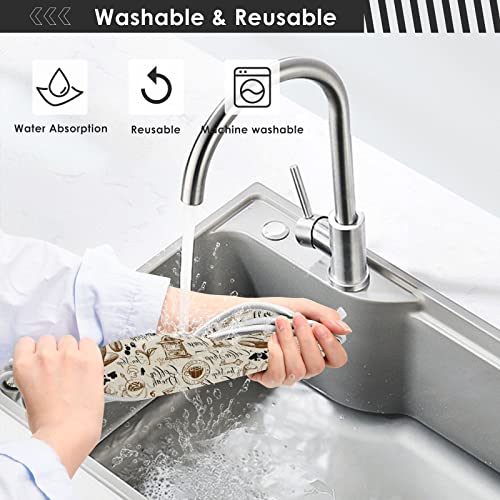 coffee theme faucet water catcher mat 2 pack coffee beans drying mat absorbent bathroom faucet handle drip catcher tray bar rv kitchen sink splash guard 23x5 inches