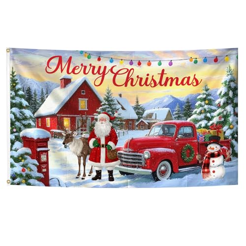 Merry Christmas Flag 3x5 Feet Santa Claus Snowman Polyester Outdoor Indoor Happy New Year Holiday Decorations House Decor Decorative Xmas Flags for Room Yard Gifts Banner Sign