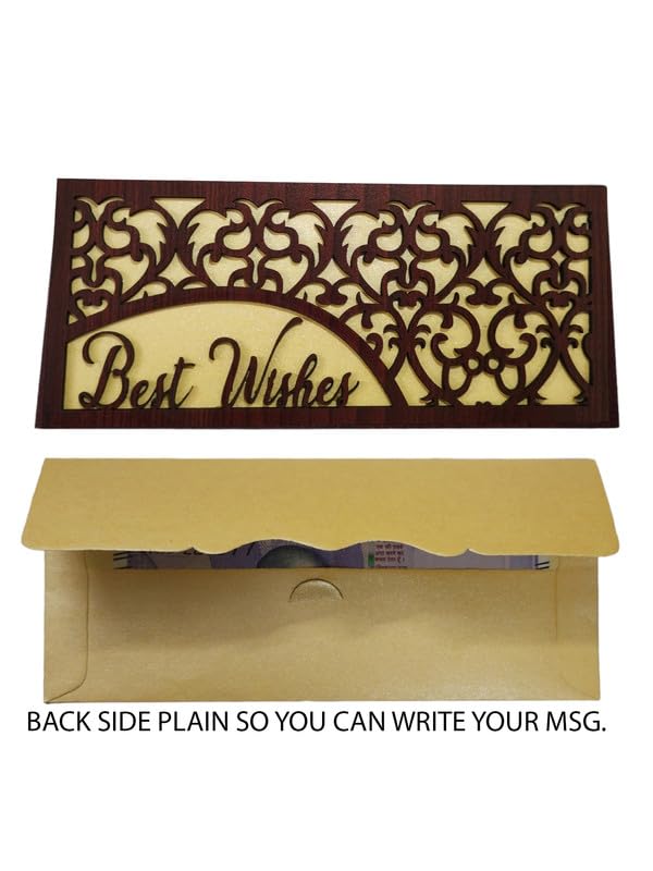 D2C Woodcraft Best Wishes Carved on Wooden with Money Envelope - Special and Unique Design (Pack of 1 Pc)-picture-42