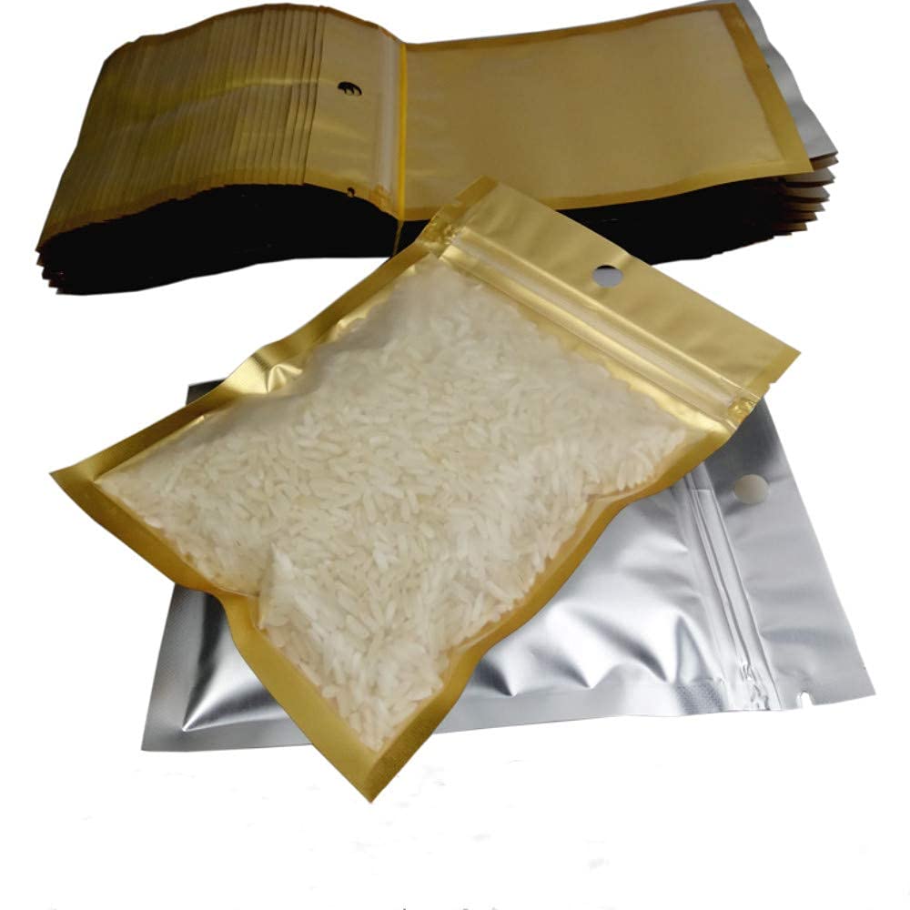 Bolsas con Cierre hermético, 100 Piezas de Papel Aluminio Mylar plástico autosellado(3.0x4.7 Inch)