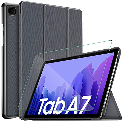 IVSO Samsung Galaxy Tab A7 10.4 2020 Coque avec Verre Trempé, Cover Etui Housse de Protection, Coque avec Protection Écran pour Samsung Galaxy Tab A7 T505/T500/T507 10.4 Pouces 2020, Noir