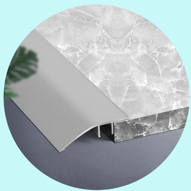 Interior Floor Transition Strip, Metal Edging Trim Strip, Small Thresholds Ramp for Doorways/Uneven Flooring/Wood to Tile, Flooring Reducer, Easy to Install (Color : Silver)