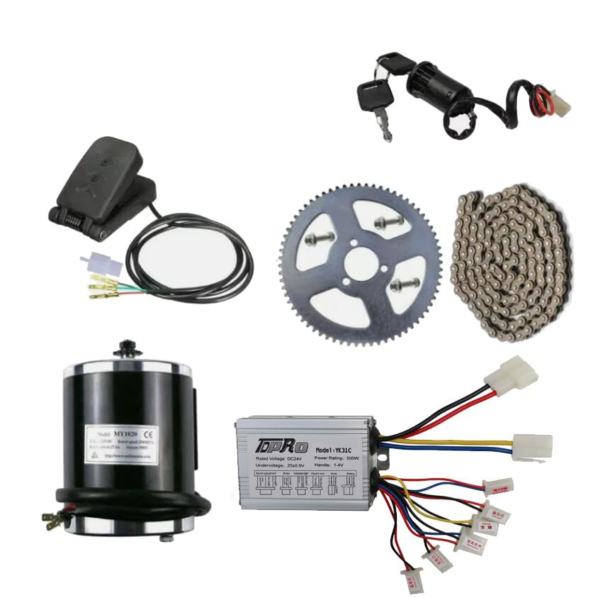 ICONSPORTSS 24V 500W DC Brush Motor and Controller, Sprocket Kit for Electric Scooters, Mini Bikes, Go-Karts, ATVs, Quads, Bicycles