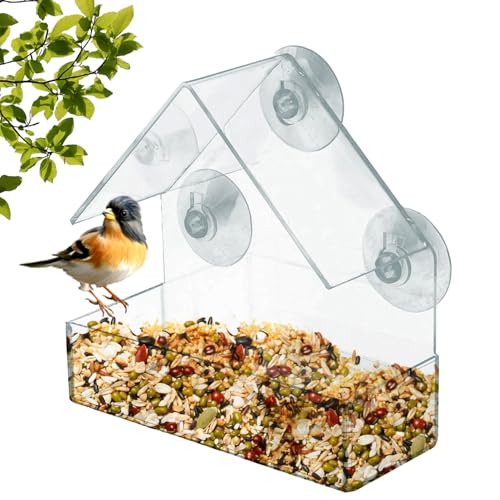 Window Bird Feeder Clear Acrylic Bird Feeder with Suction Cups for Outdoor Viewing Perfect for Watching Birds from Your Window