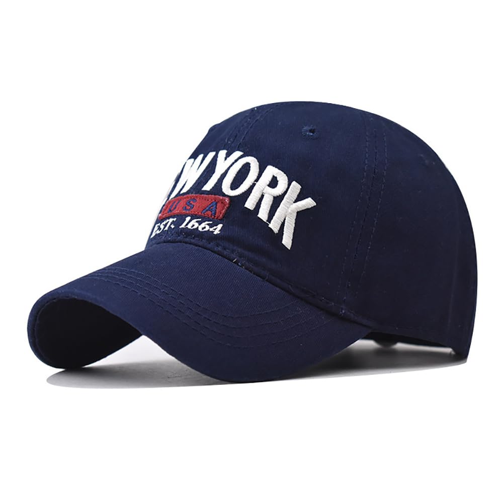 HDiGit Classic New-York Lettering Baseball Cap for Men Women Sports caps Cotton Baseball hat Men Unisex (Cotton, Navy)