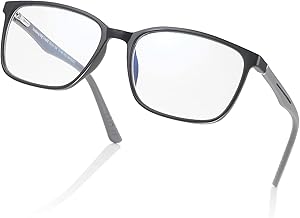 ZENOTTIC Blue light filter glasses, reading glasses, men's square TR frame reader, anti-glare, sports computer glasses