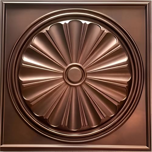 Image of Kayra Decor PVC Ceiling Panel 60x60 cm |Sunburst Panel|Red Copper|25 Tiles Cover 100 Sq Ft| Modern False Ceiling|Royal & Elegant Finish