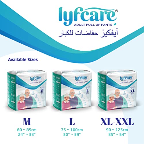 Image of Lyfcare Adult Diapers Medium Size (M) - 30 Units (Pack of 3) | Unisex Diapers Pants Style | Waist (60-85 cm) | Wetness Indicator, Super Absorb, 360 Protection & 0% Leakage | For Men & Women