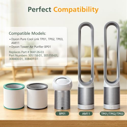 Image of TP01 TP02 Filter Replacement Compatible with Dyson Pure Cool Link TP01 TP02 TP03 AM11, Dyson BP01 Tower Purifier, Part no 968126-03, Pack of 1