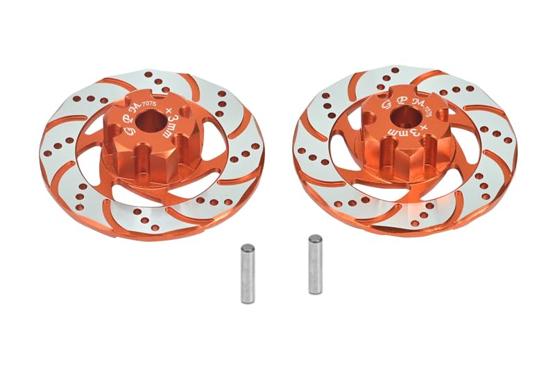 GPM Racing GPM Upgrades Aluminum 7075 +3Mm Front/Rear Hex With Brake Disk With Silver Lining for 1/7 Unlimited Desert Racer-85076-4 (orange)
