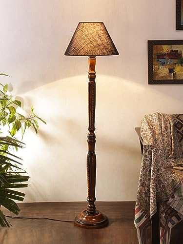 Image of Devansh Blue Jute Conical Wooden Floor lamp -27