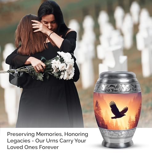 Image of Eagle Urn - Small Cremation Urn for Human Ashes Adult Male - Decorative Burial Urns for Mom Dad - 3 - Inch Set of 2