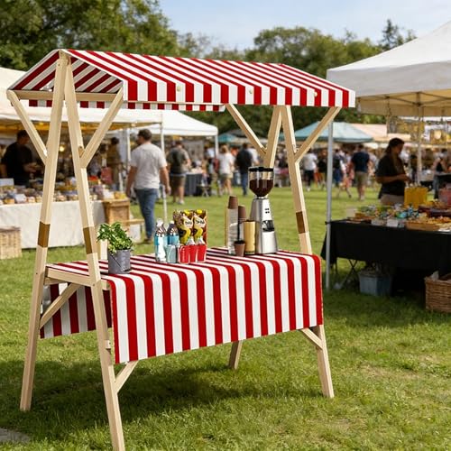 Présentoir polyvalent en bois avec stand de marché pliable et auvent de vente