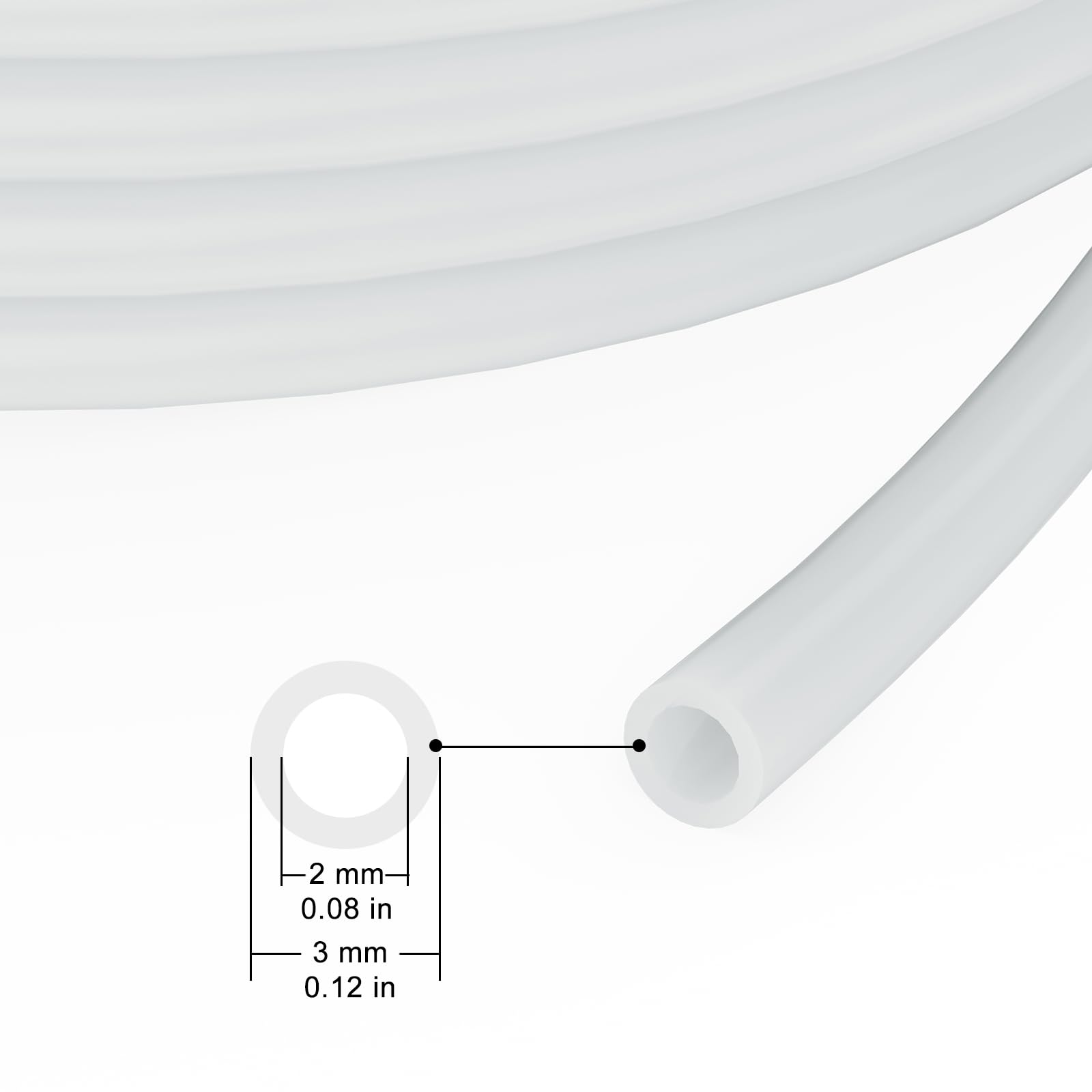 stonylab PTFE Tubo, Tubo in Teflon PTFE Riutilizzabile da 3 mm OD e 2 mm ID Accessorio per Elettrochimica, 1 m
