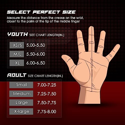 Playeur Star Pro 3.0 Football Gloves With Grippro Technology Extra Tacky Silicone Palm Receiver Lightweight, Perforated And Skin Fit Stylish Adult Youth Football Gloves (Red & Sliver, Youth M/L) #TOP2