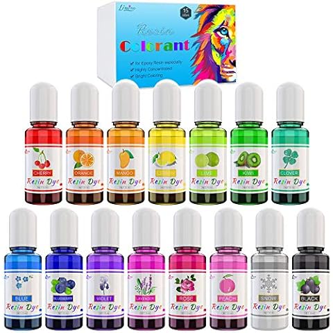 Epoxy Resin Dye - 15 Colour Liquid Epoxy Resin Pigment Dye - High Concentration Epoxy Resin Colourant for Resin Art, DIY Craft Making Supplies - AB Resin Colouring for Paint, Crafts - 10ml Each Cover