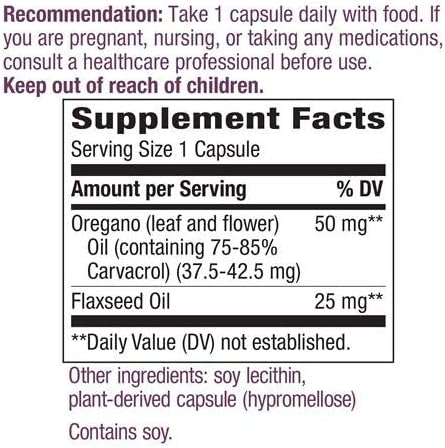Vista 4 de Nature's Way Oregano Oil 75-85% Carvacrol per Capsule, Vegetarian, 60 Vegetarian Capsules, Pack of 2