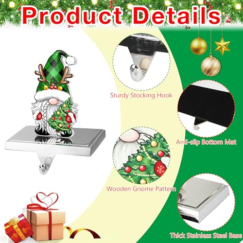 Image of TREWAVE 3 Pcs Christmas Stocking Holders for Mantel Christmas Gnome Stocking Hangers for Mantel Weighted Non-Slip Stocking Hooks for Fireplace Home Holiday Party Decoration