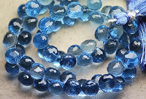 IOLITE quartz bleu briolettes oignons facettées 7-8mm pour fabrication bijoux DIY