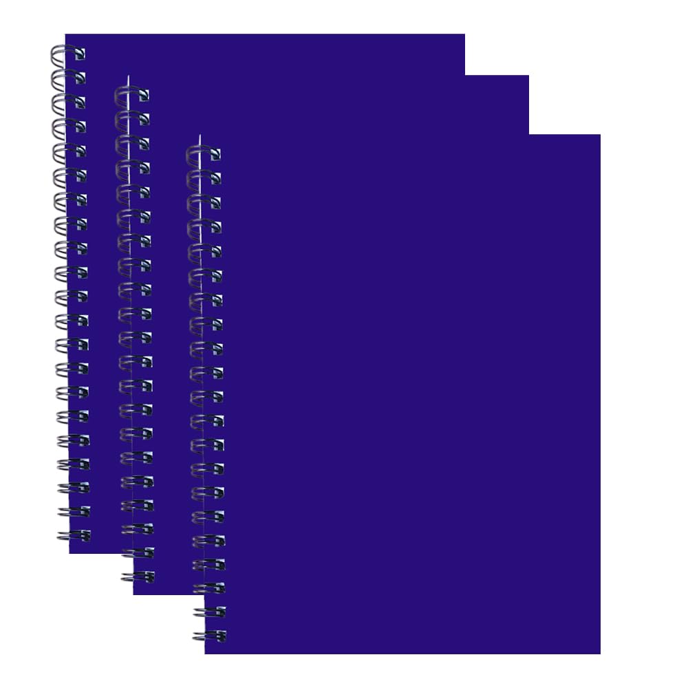 Eason Bros - Multicolour A4 Notebook, 3 Pack Lined Spiral Bound Notepads with Hard Cardboard Covers,140 Pages, Twin Wirebound A4 College Ruled Writing Pads for School, Office, Study & Notes (Black)